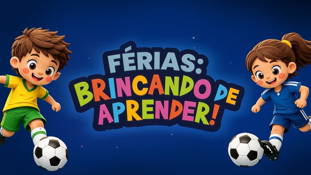 Férias: brincando de aprender! Duas crianças brincando de bola.